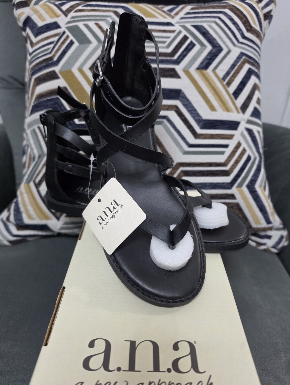 a.n.a Black Strappy Gladiator Flat Sandals